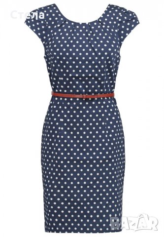 VERO MODA елегантна дамска рокля, нова, с етикет, тъмно синя, на бели точки, снимка 2 - Рокли - 23043781