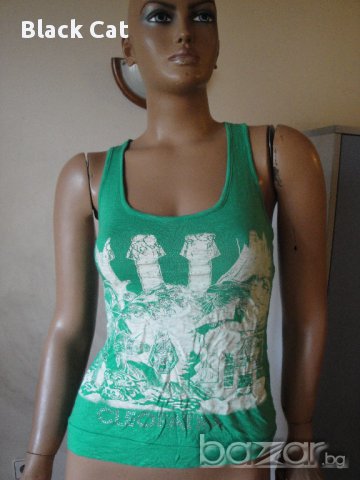 Модерен зелен дамски потник / топ, дамска блуза / тениска без ръкави, ръкав, дамско бюстие
