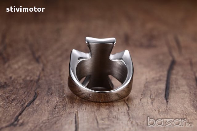 пръстен стомана кръст и череп., снимка 3 - Пръстени - 17433428