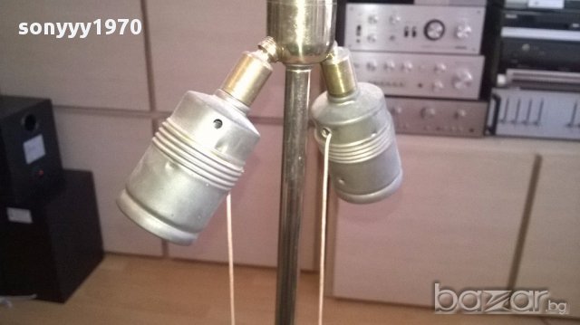 Масивна ретро лампа за две крушки-месинг 80х35см-внос швеицария, снимка 7 - Антикварни и старинни предмети - 17796479