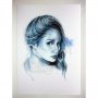 Рисунка Арт принт Портрет на жена, снимка 3