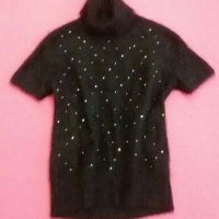 Черна блуза поло от ангора , снимка 1 - Блузи с дълъг ръкав и пуловери - 23210299
