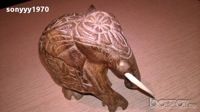 Красив слон-дървен 13/10/7см-внос швеицария, снимка 6 - Антикварни и старинни предмети - 16169330