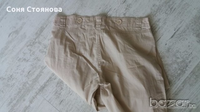 Панталон дамски бежов под коляното тънка материя памук, снимка 4 - Панталони - 18454743