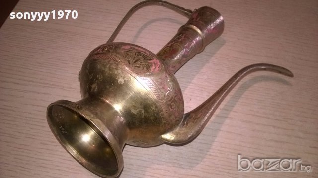 Ретро чаиник-мед/месинг-21х19х9см-внос швеицария, снимка 8 - Антикварни и старинни предмети - 18146453