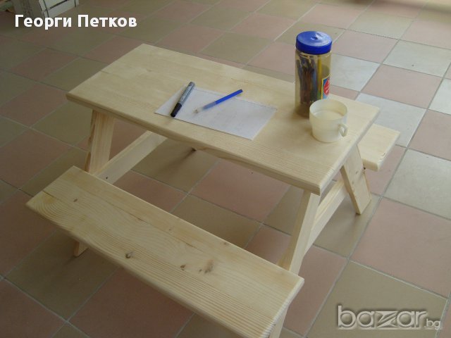 Учебна Масичка с пейки., снимка 3 - Мебели за детската стая - 15223330