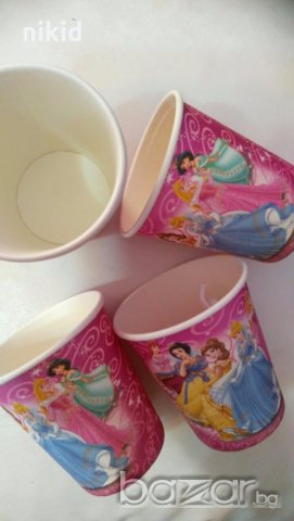 6 принцеси Снежанка Ариел Белл Спяща Красавица Жасмин 10 бр картонени чаши парти рожден ден, снимка 1 - Кухненски принадлежности - 18813246