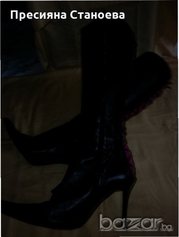 Елегантни черни  кожени ботуши , снимка 8 - Дамски ботуши - 19099359