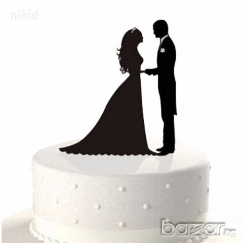 Двойка младоженци мъж в костюм и булка Акрил топер украса табела за сватбена сватба торта, снимка 1 - Други - 19115983