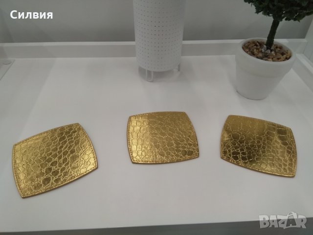 3бр. Подложки от златиста еко кожа, снимка 4 - Други - 23657569