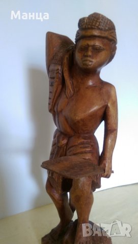  Дървена фигура на Африкански ловец , снимка 6 - Антикварни и старинни предмети - 25206072