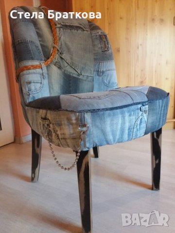 Дънкови кресла / Ръчно изработена дамаска , снимка 3 - Дивани и мека мебел - 22317721