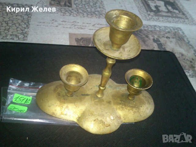Стар БРОНЗОВ свещник, снимка 1 - Антикварни и старинни предмети - 23199861
