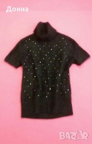 Черна блуза поло от ангора , снимка 1 - Блузи с дълъг ръкав и пуловери - 23210299