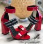Дамски сандали на ток louis vuitton червени хит модел
