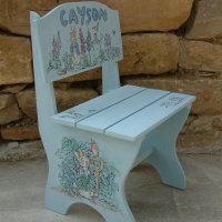 дървен детски рисуван стол, снимка 12 - Мебели за детската стая - 7100288