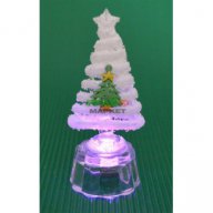 Декоративна елхичка със звезда - светеща в различни цветове. Изработена от стъкло и PVC материал., снимка 1 - Коледни подаръци - 16204686