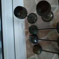 Старинен комплект месингово-медни мини чашки, снимка 1 - Колекции - 23479595