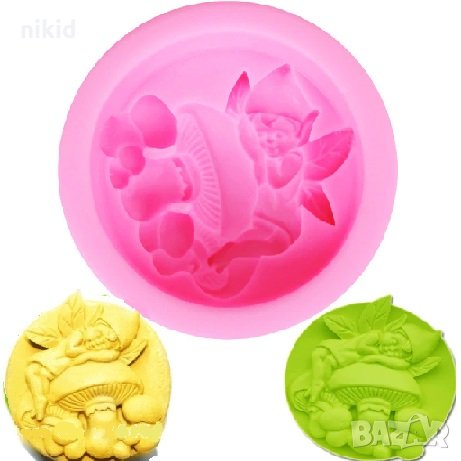 3D Джудже гном на гъба дълбок силиконов молд форма за украса фондан шоколад гипс сапун, снимка 1