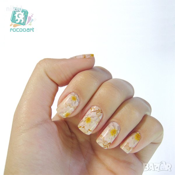 К5753 слайдер ваденки цветя 3D ефект водни стикери за нокти маникюр, снимка 1