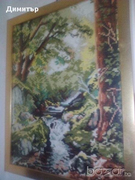Продавам гоблен горски пейзаж с рамка и антирефлексно стъкло , снимка 1
