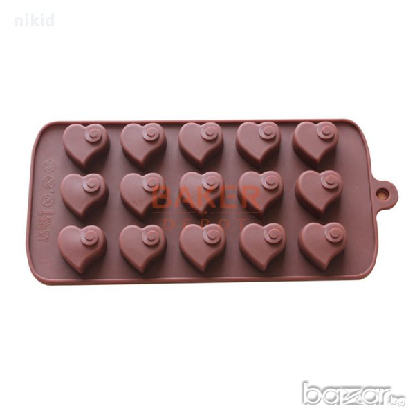 15 завъртулки сърца сърце силиконов молд форма бонбони шоколад желирани украса декорация торта глина, снимка 1