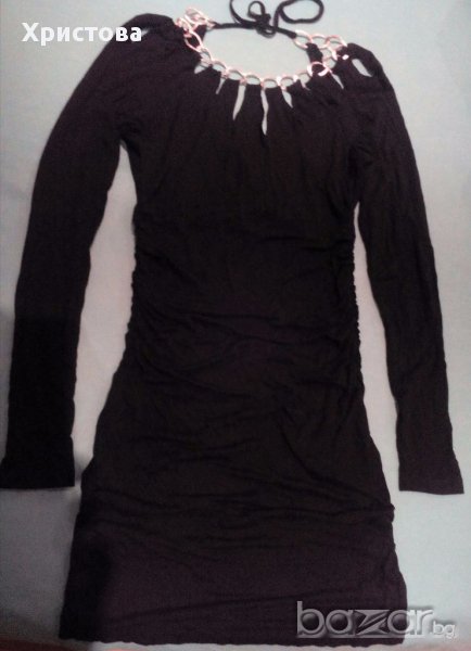 Черна рокля от трико на Miss Sixty,с рязано деколте,прикачено към колие,S.., снимка 1
