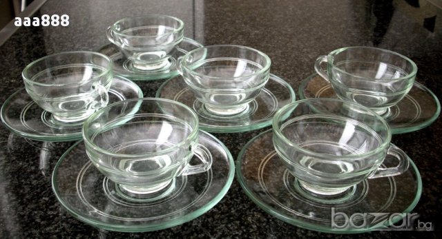 Сервиз за кафе българско огнеупорно стъкло Белопал гр.Белослав