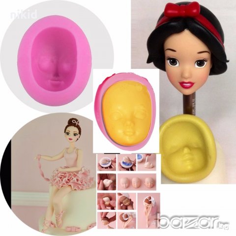 3D Човешко лице глава жена силиконов молд форма декорация торта фондан шоколад и др.