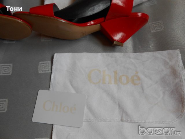 Дамски  червени сандали Chloé 100 % кожа ,100 % оригинални , снимка 9 - Сандали - 18710549