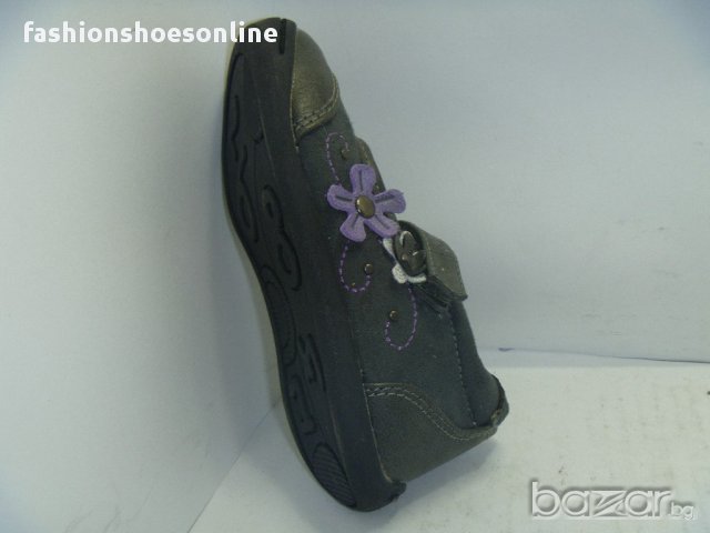 Детски обувки ONE STEP сиво с лилаво, цвете, лепенка, снимка 2 - Детски маратонки - 13895736