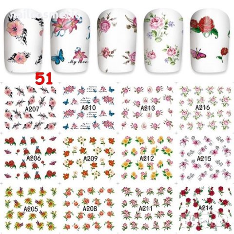 12 бр. Водни стикери за маникюр, снимка 4 - Продукти за маникюр - 21817673