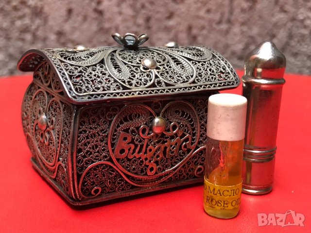 Ампула с розово масло в сребърна филигранна кутийка , снимка 8 - Антикварни и старинни предмети - 24222948