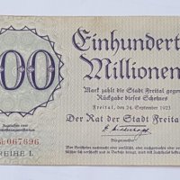 Rare 100 MILLIONS MARK 1923 EMERGENCY NOTE, снимка 1 - Нумизматика и бонистика - 19305619
