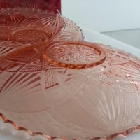   стъклени чинии цветно розово стъкло , снимка 13 - Антикварни и старинни предмети - 19926885