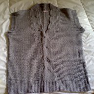 ПЛЕТЕНА СИВА БЛУЗА БЕЗ РЪКАВИ , снимка 1 - Блузи с дълъг ръкав и пуловери - 13999434