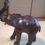 ГОЛЯМ Слон-голям-кожено покритие-30х30х13см-внос швеицария, снимка 3 - Антикварни и старинни предмети - 18314700