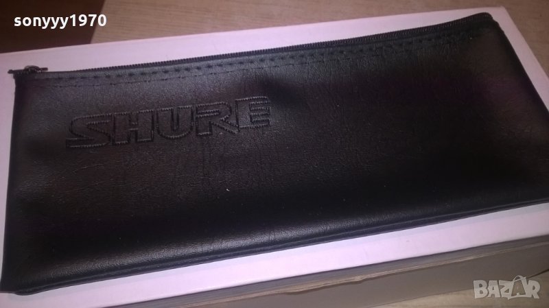 shure-кожен калъф за жичен микрофон-21х10см с цип, снимка 1