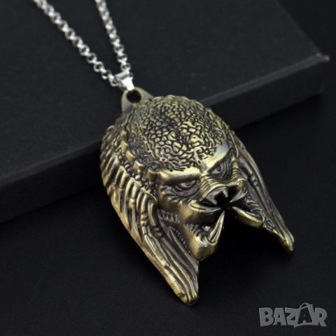 Хищника-The Predator-Колие-Медальон-Маска-Масивен-Едър, снимка 2 - Колиета, медальони, синджири - 23024021