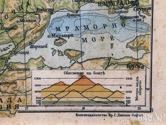 Стара карта България на три морета-копие, снимка 4 - Картини - 10436160