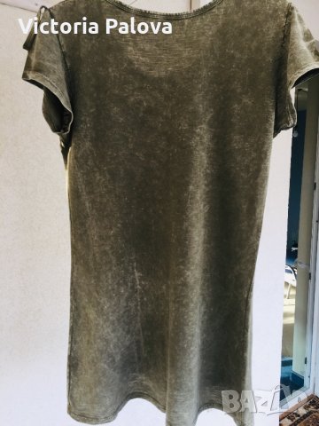 🇮🇹 Италианска тениска цвят каки, снимка 4 - Тениски - 25359656