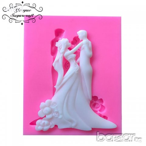 Булка с було и младоженец сватба силиконова форма молд украса декор торта фондан шоколад, снимка 2 - Форми - 18210320