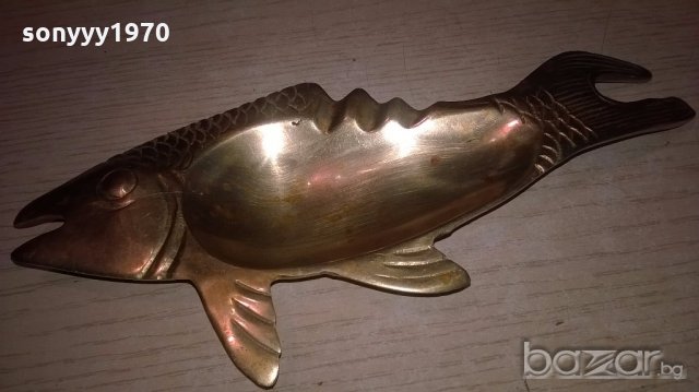 риба-пепелник-мед/месинг-20х9см-внос швеицария, снимка 10 - Колекции - 19989437