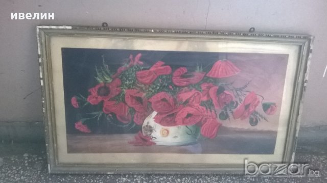 стара картина-цветя, снимка 2 - Картини - 18470468