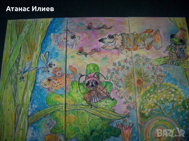 Картина триптих "Приказен свят" худ. Десислава Илиева, снимка 3 - Картини - 22547840