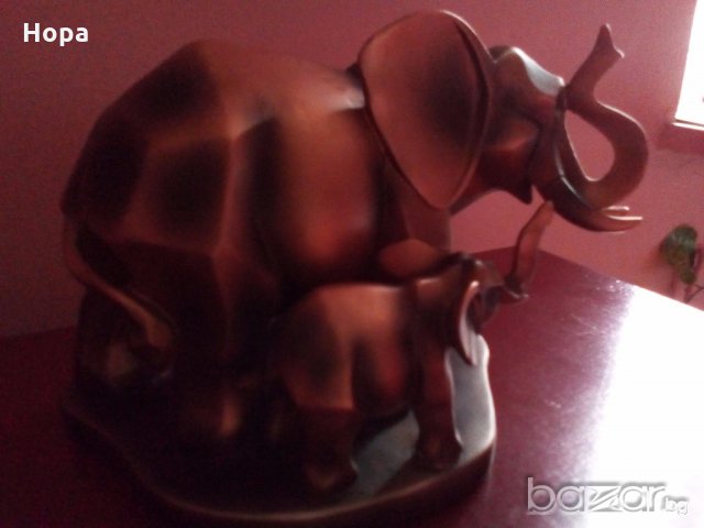 Слон с малко слонче.Масивна,стилизирана пластика, снимка 11 - Статуетки - 19920897