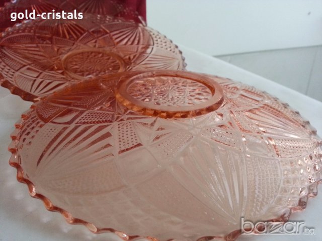   стъклени чинии цветно розово стъкло , снимка 13 - Антикварни и старинни предмети - 19926885