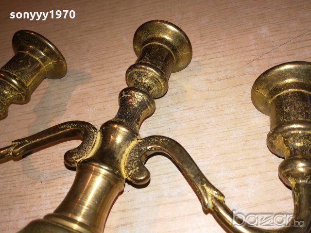 старинен свещник-антика-24х18х11см-внос швеицария, снимка 18 - Антикварни и старинни предмети - 20247202