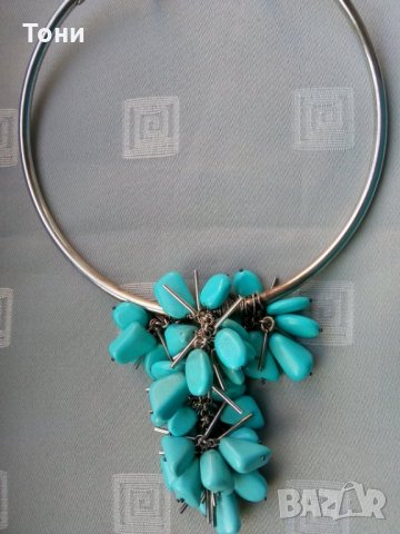 Сребърно колие с естествени камъни Oxette, снимка 4 - Колиета, медальони, синджири - 25842315