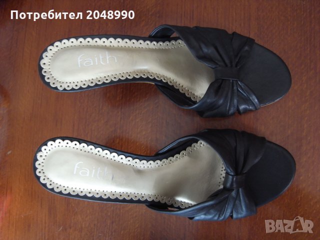 Продавам елегантни дамска чехли на ток, черни, марка Faith номер 36/36.5, снимка 5 - Чехли - 22615953